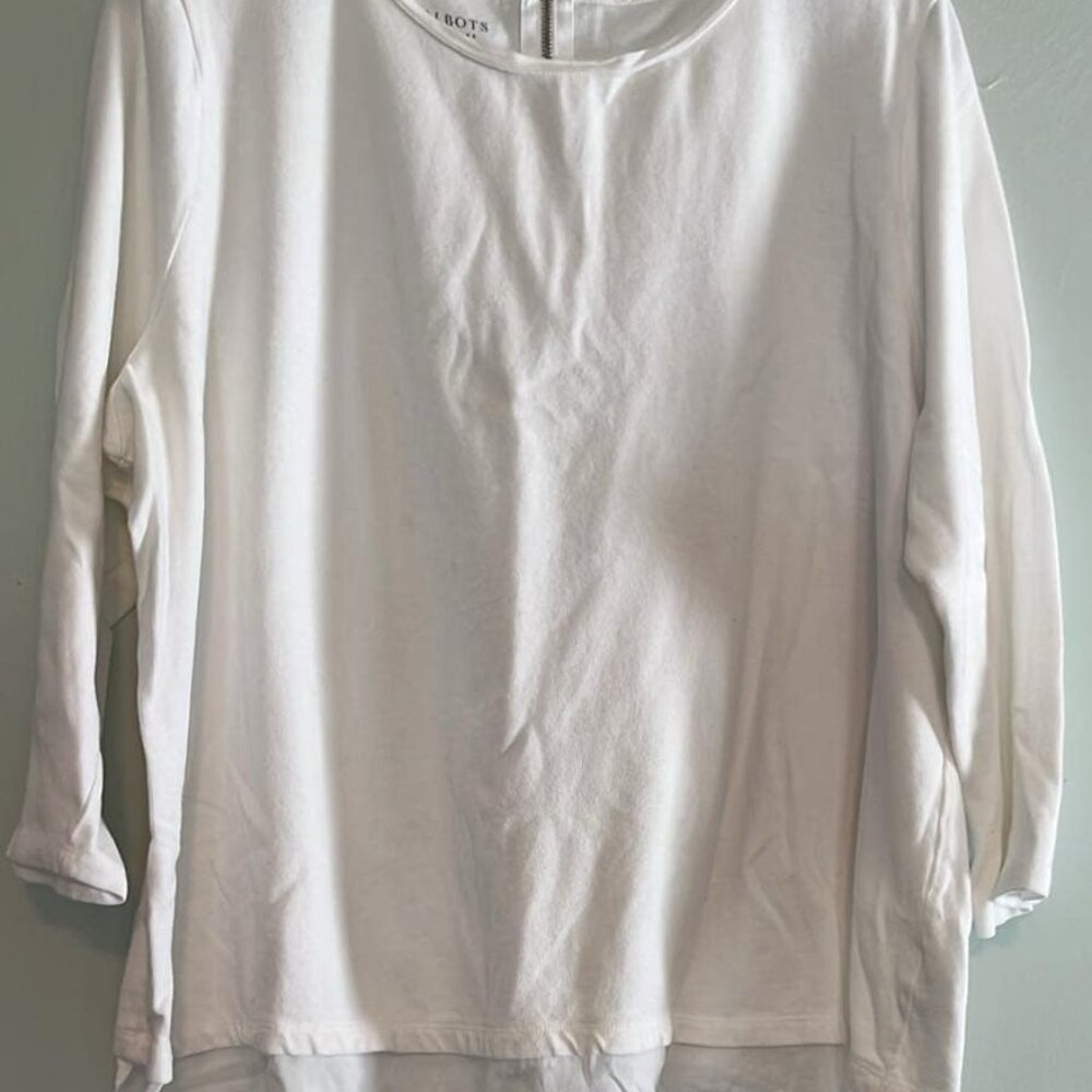Talbots Woman White Pull Over Tunic White Party Beach Lagenlook Cottage Wedding